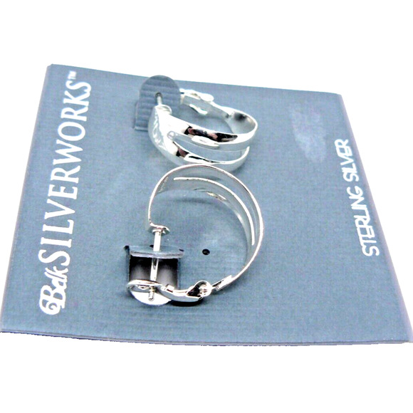 Belk Silverworks 925 Sterling Silver Split Hoop Earrings 3.0 g New 2.0 X 2.5 cm - Picture 2 of 4